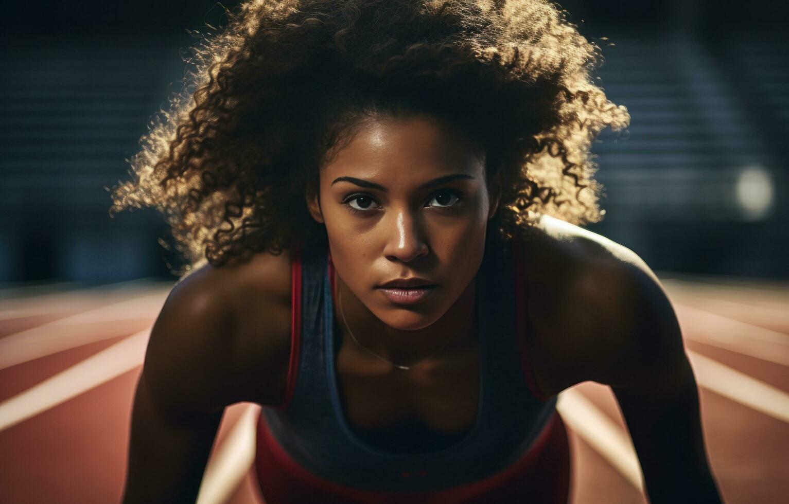 Woman stretching exercise in athletics on track photo