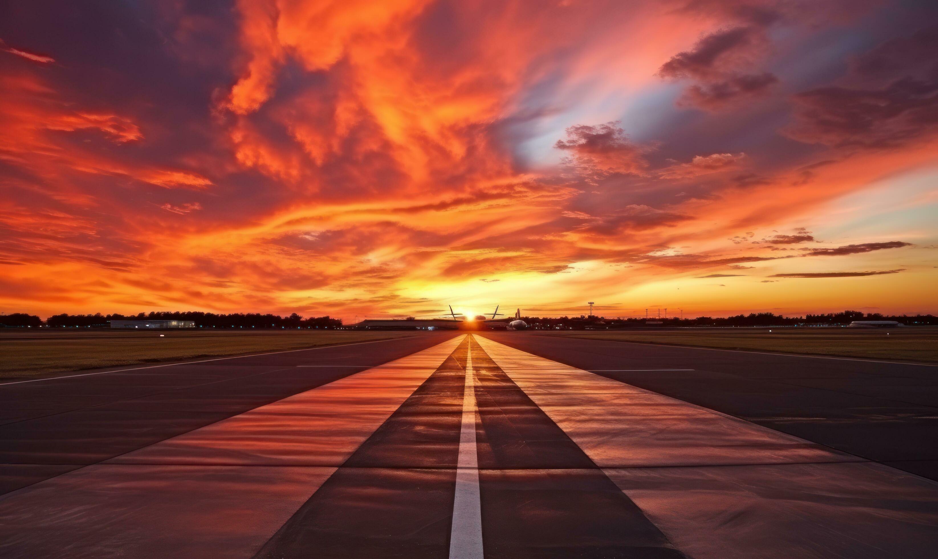 The Sunset With The Airport Runway In The Distance 29562056 Stock Photo the-sunset-with-the-airport-runway-in-the-distance-29562056-stock-photo