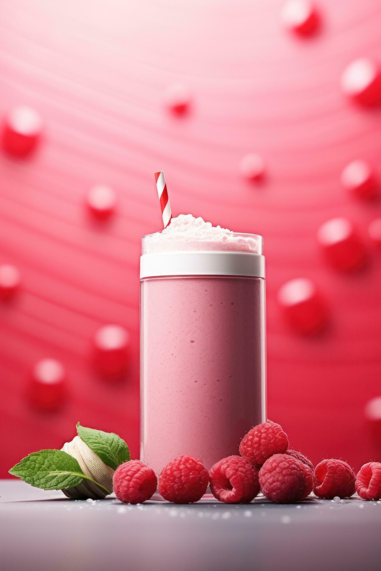 Raspberry protein shake. 29562076 Stock Photo at Vecteezy