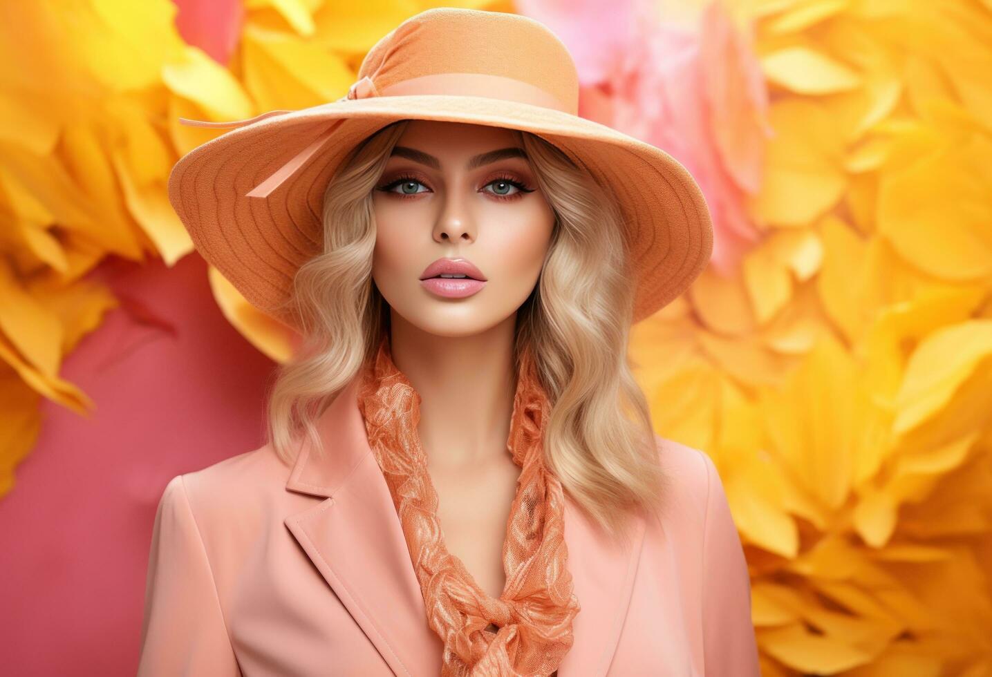 Autumn fashion background with beautiful woman photo