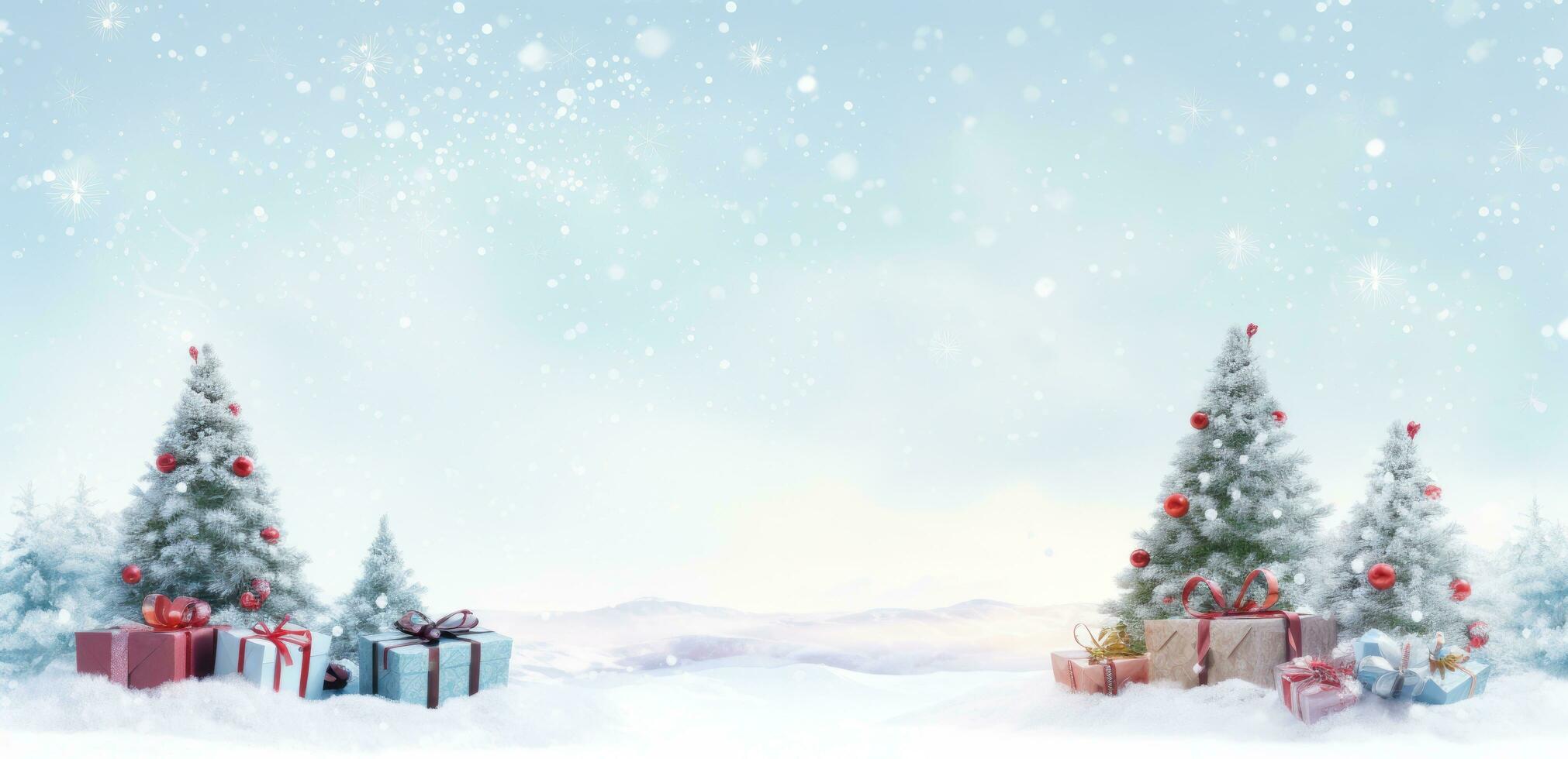 Christmas tree over a snowy background photo