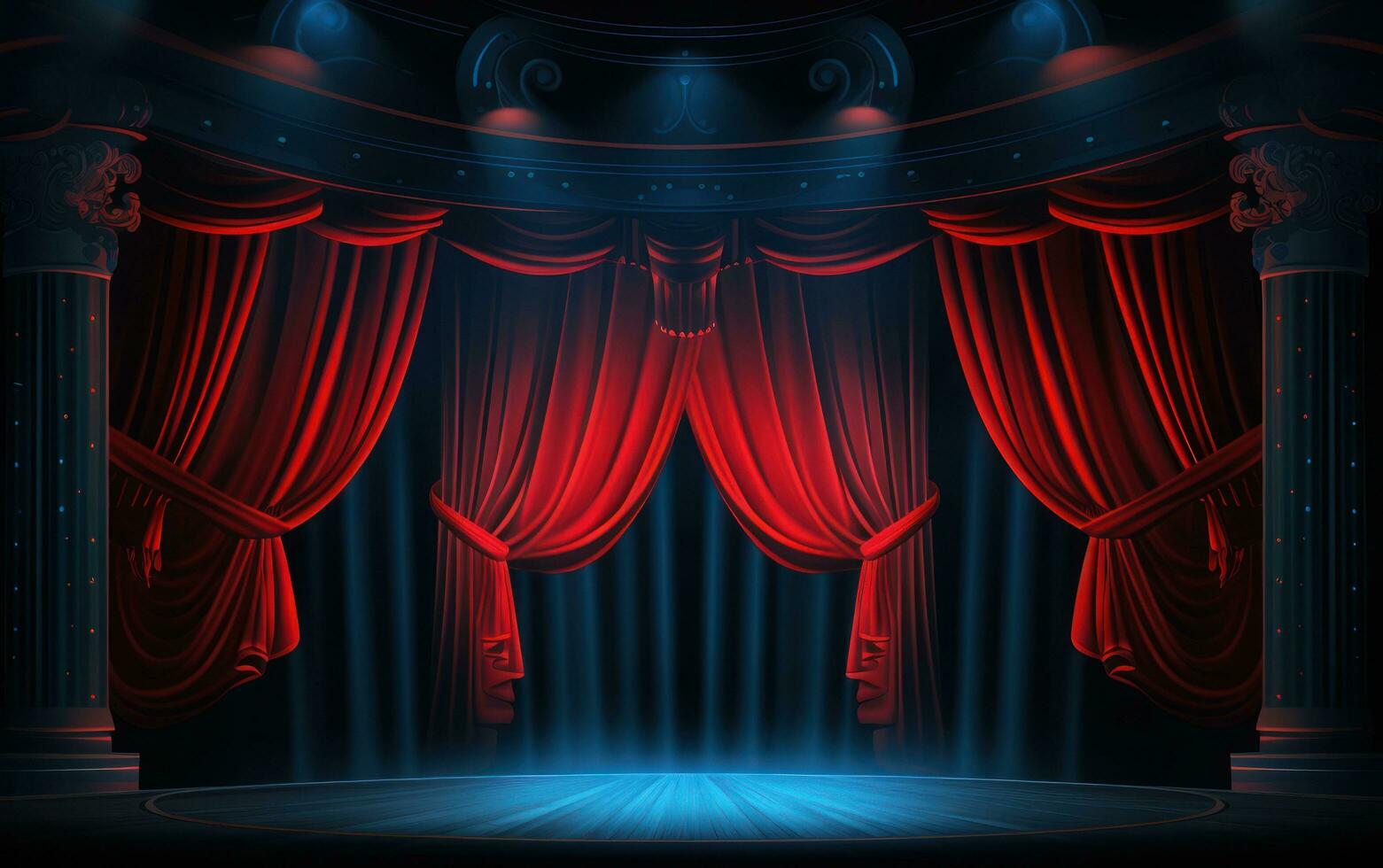 A red curtains in theatre. photo