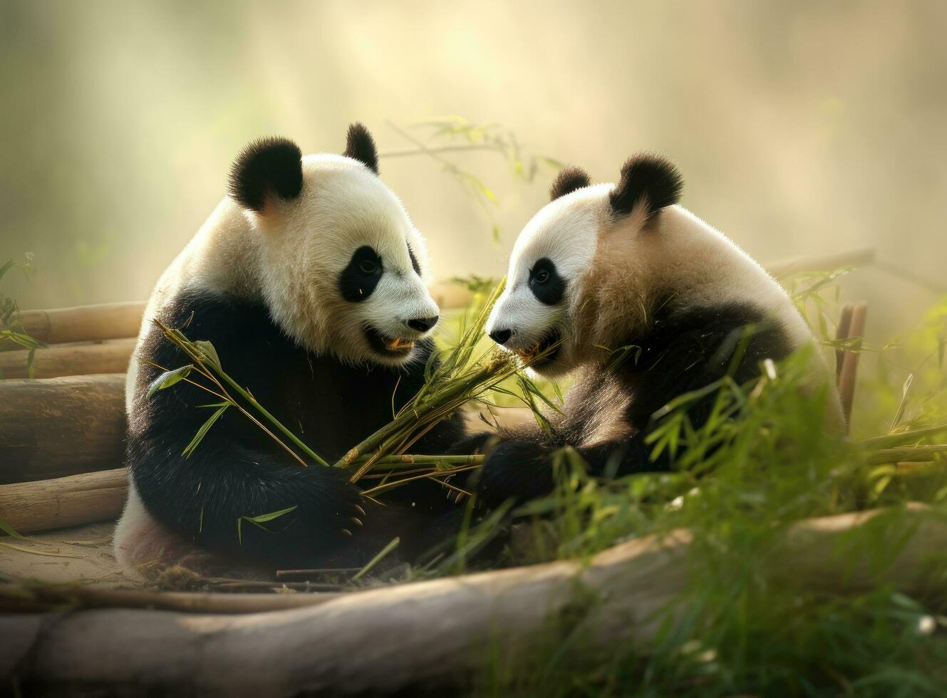 Cute panda on natural background photo
