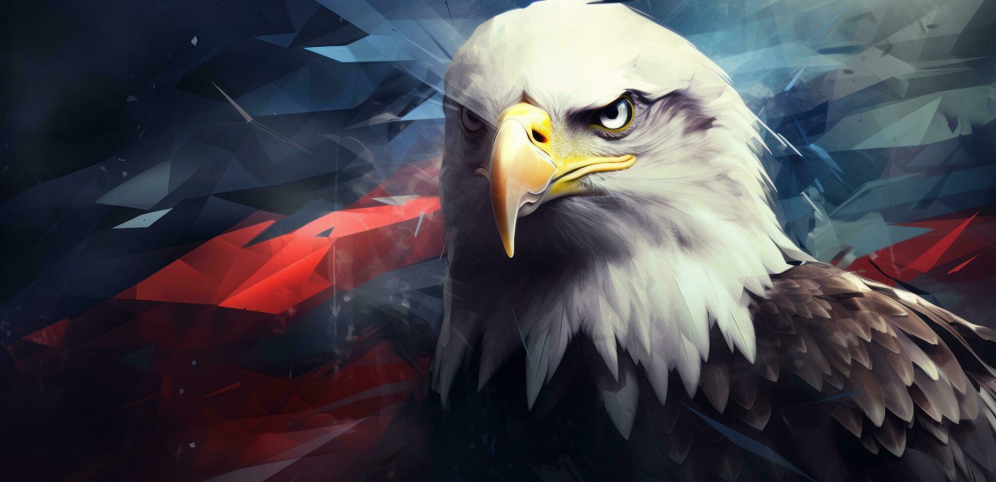 American bald eagle with flag patriotic holiday sentimental background eagle photo