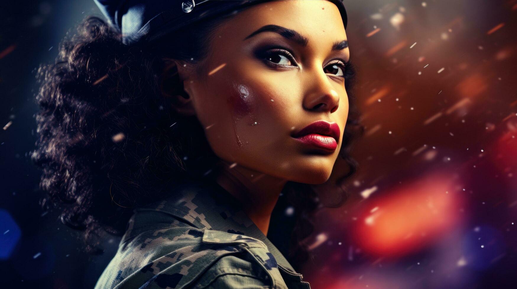 A portrait of a soldier in uniform photo