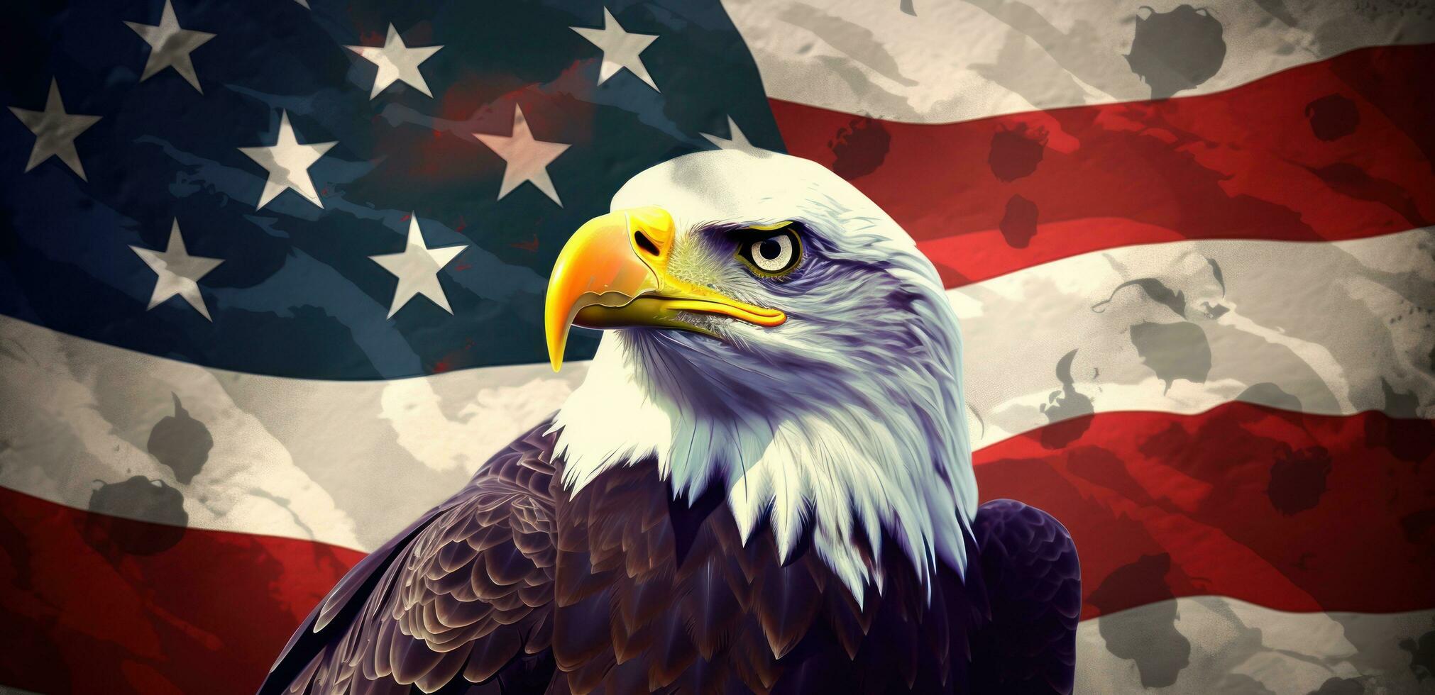 American bald eagle with flag patriotic holiday sentimental background eagle photo