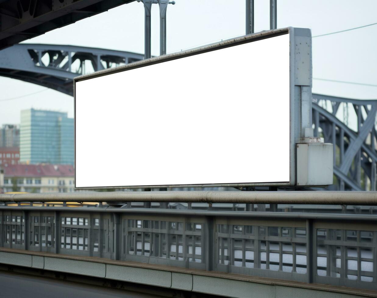 A poster on a bridge advertising photo