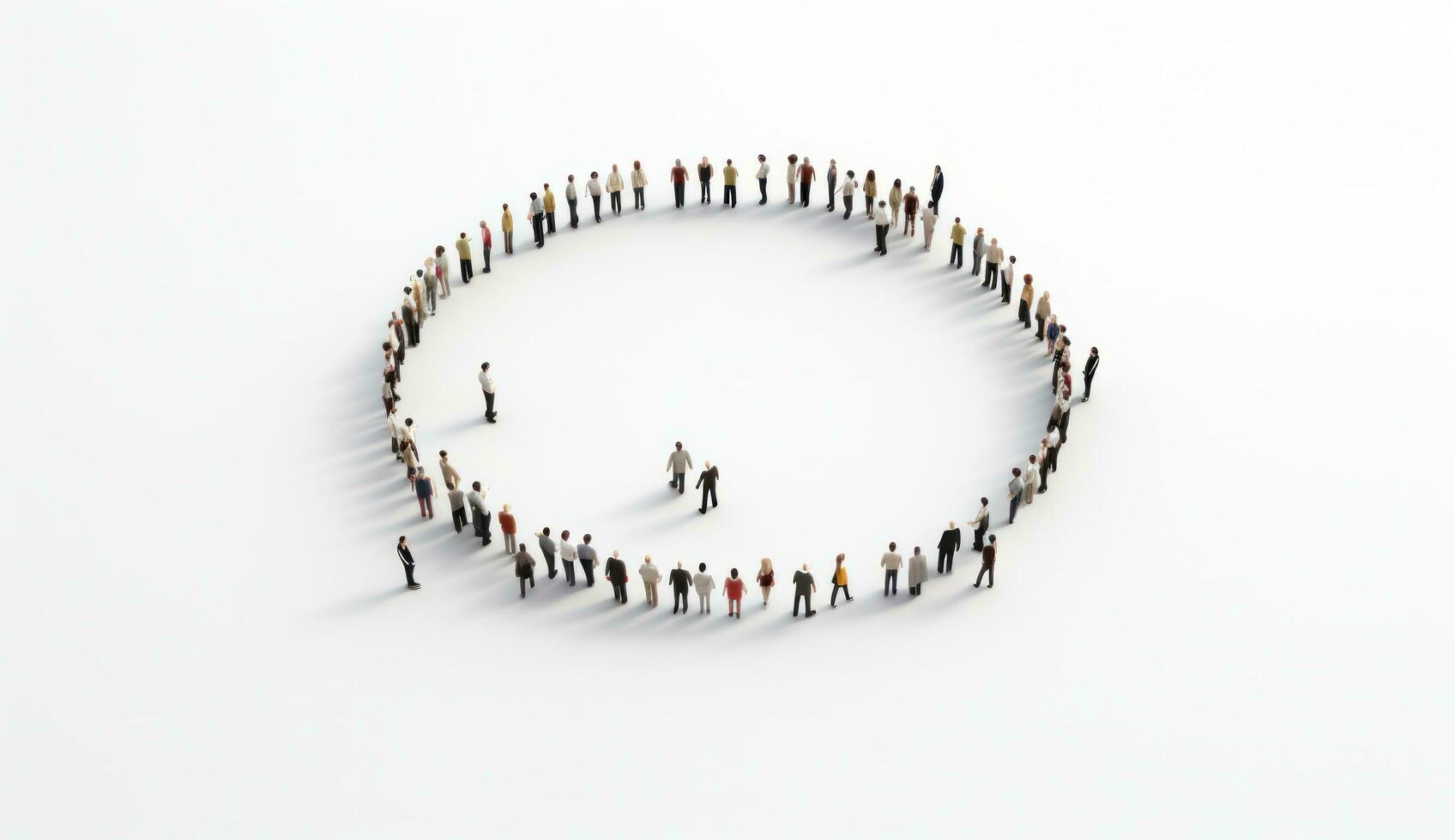 A crowd in the shape of an empty circle photo