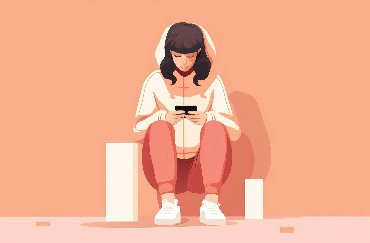 Girl with smartphone illustration photo