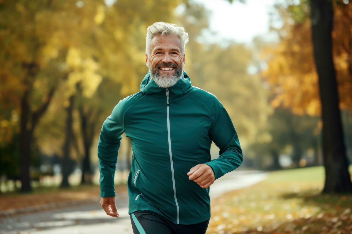 Adult man running in the park photo