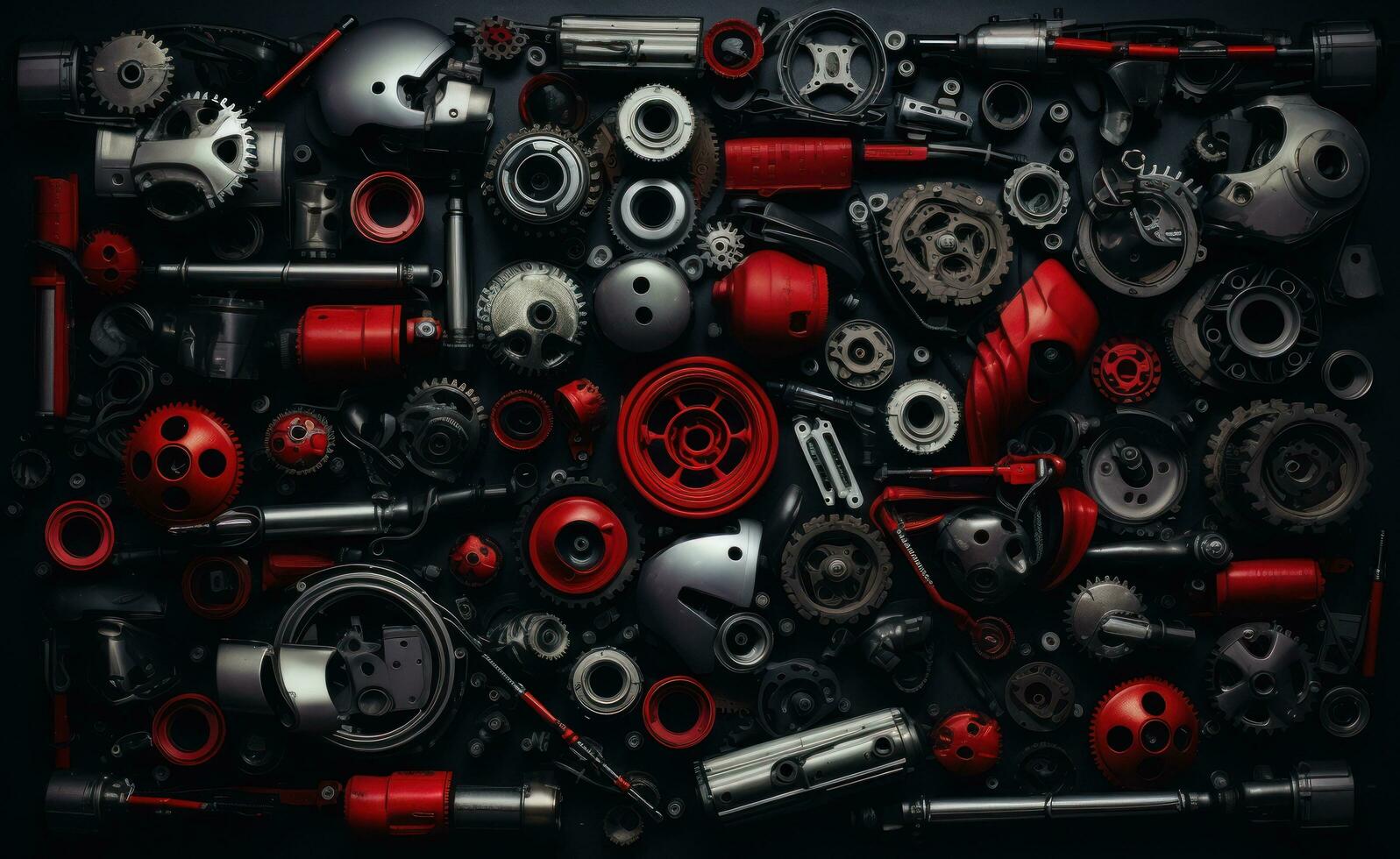 A machine tool and other machines sitting on a black background photo