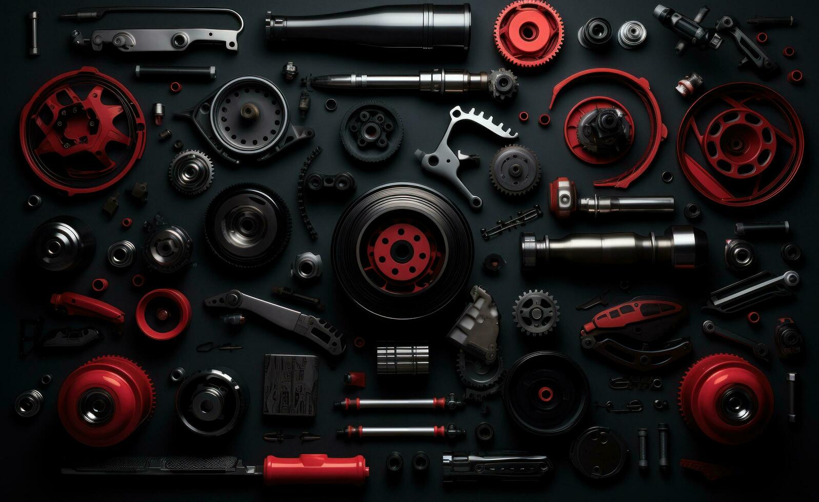A machine tool and other machines sitting on a black background photo