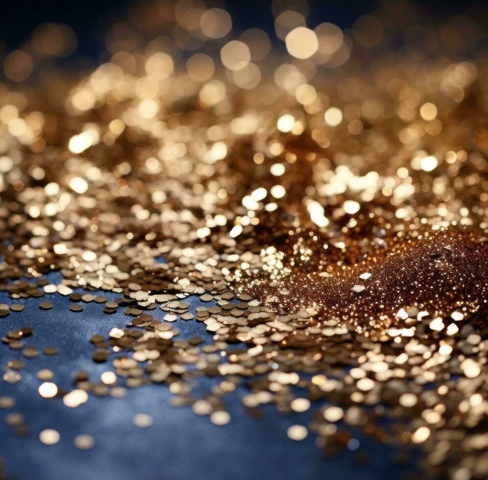 Golden glitter bokeh background photo
