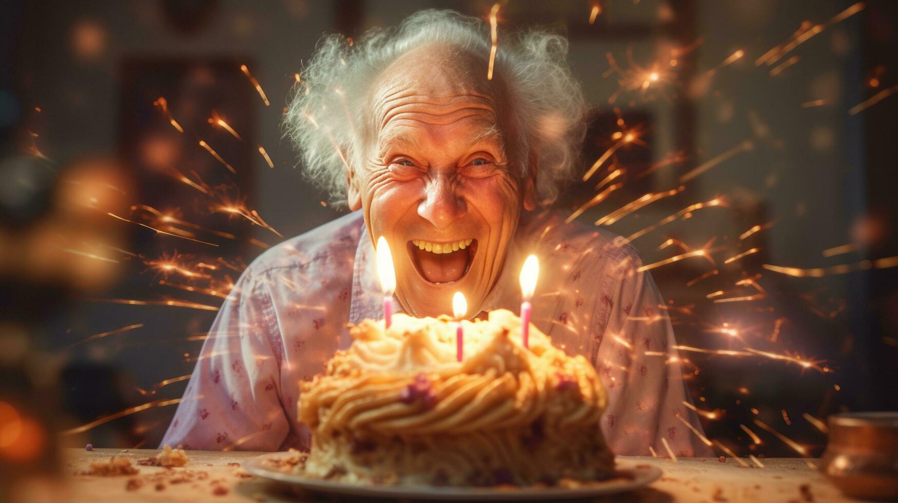 Old man with Birthday cake photo