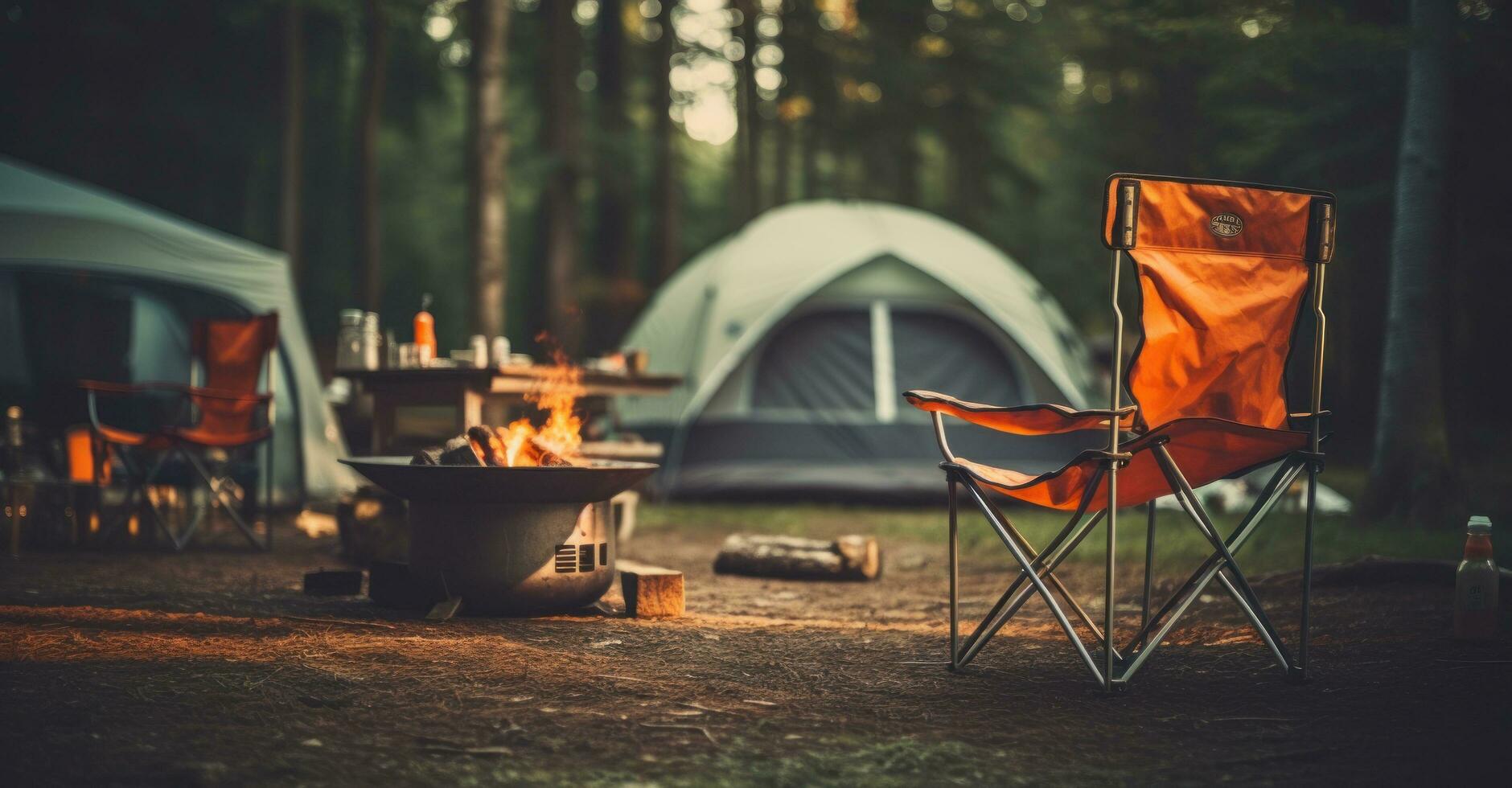 Camping chairs and tent photo