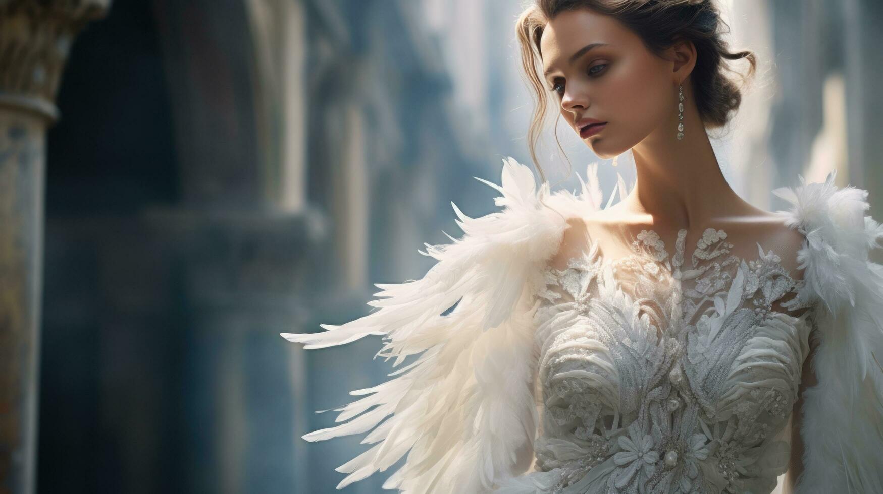 Beautiful white wedding dress photo