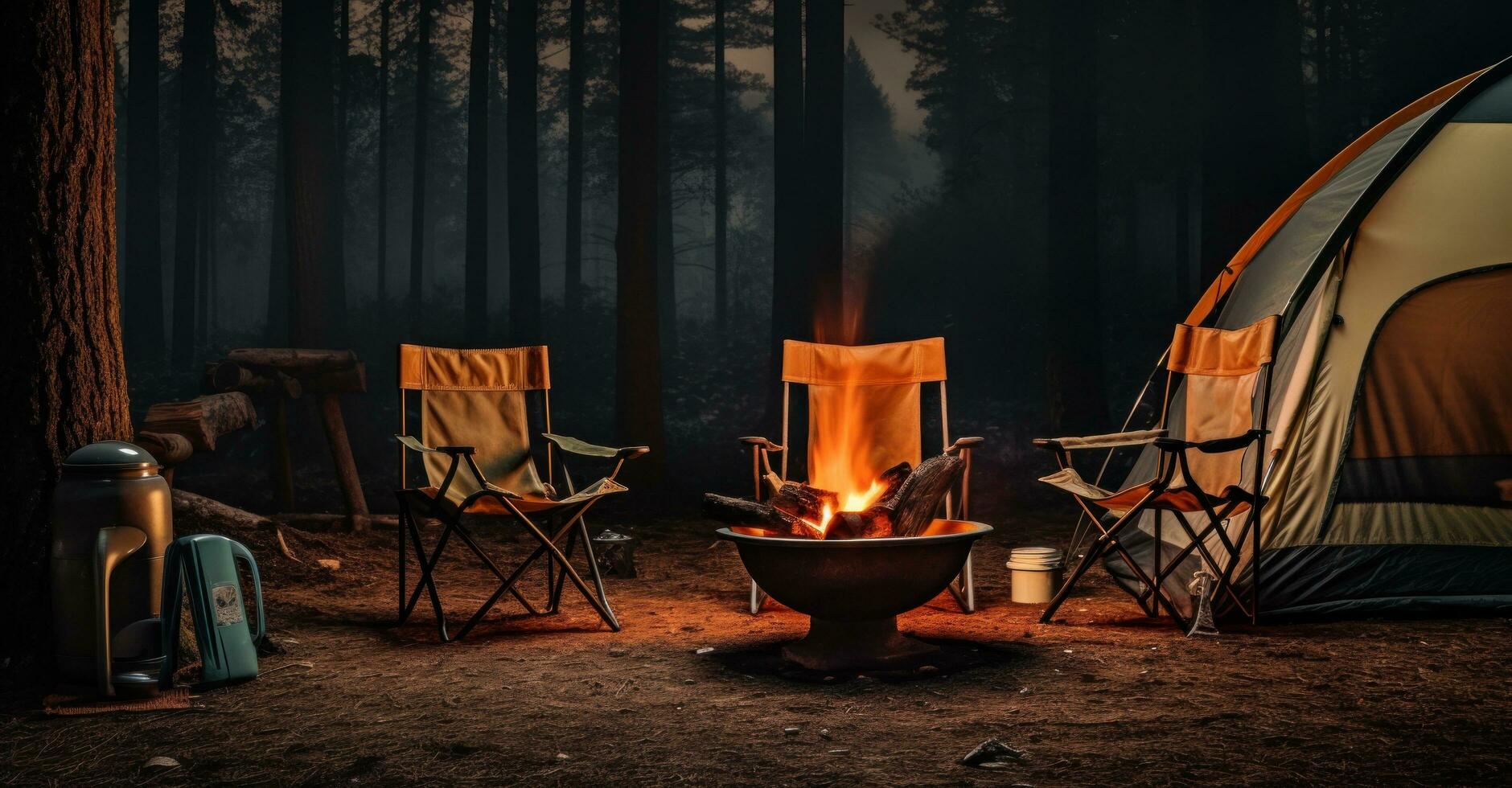 Camping chairs and tent photo