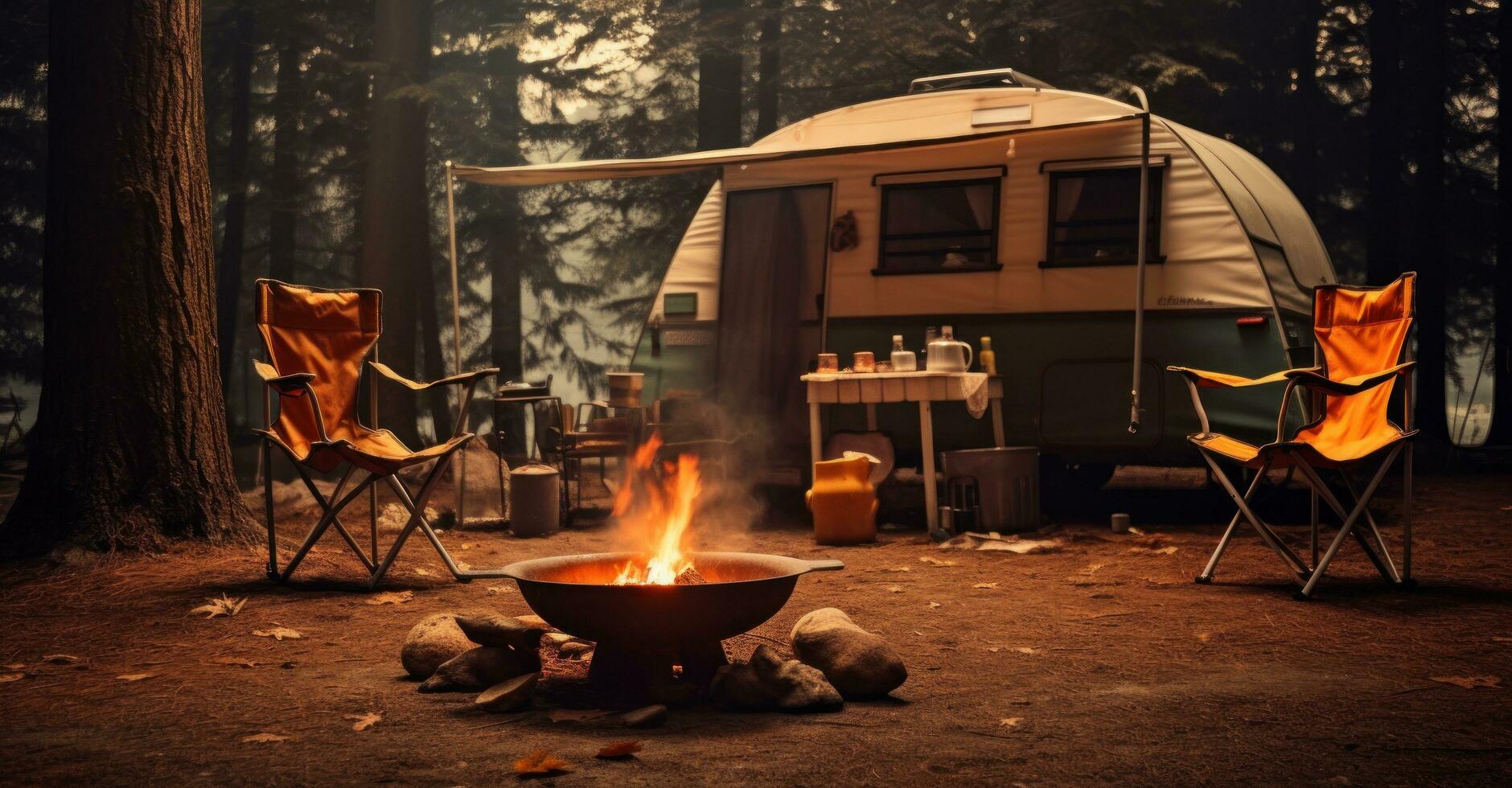 Camping chairs and tent photo