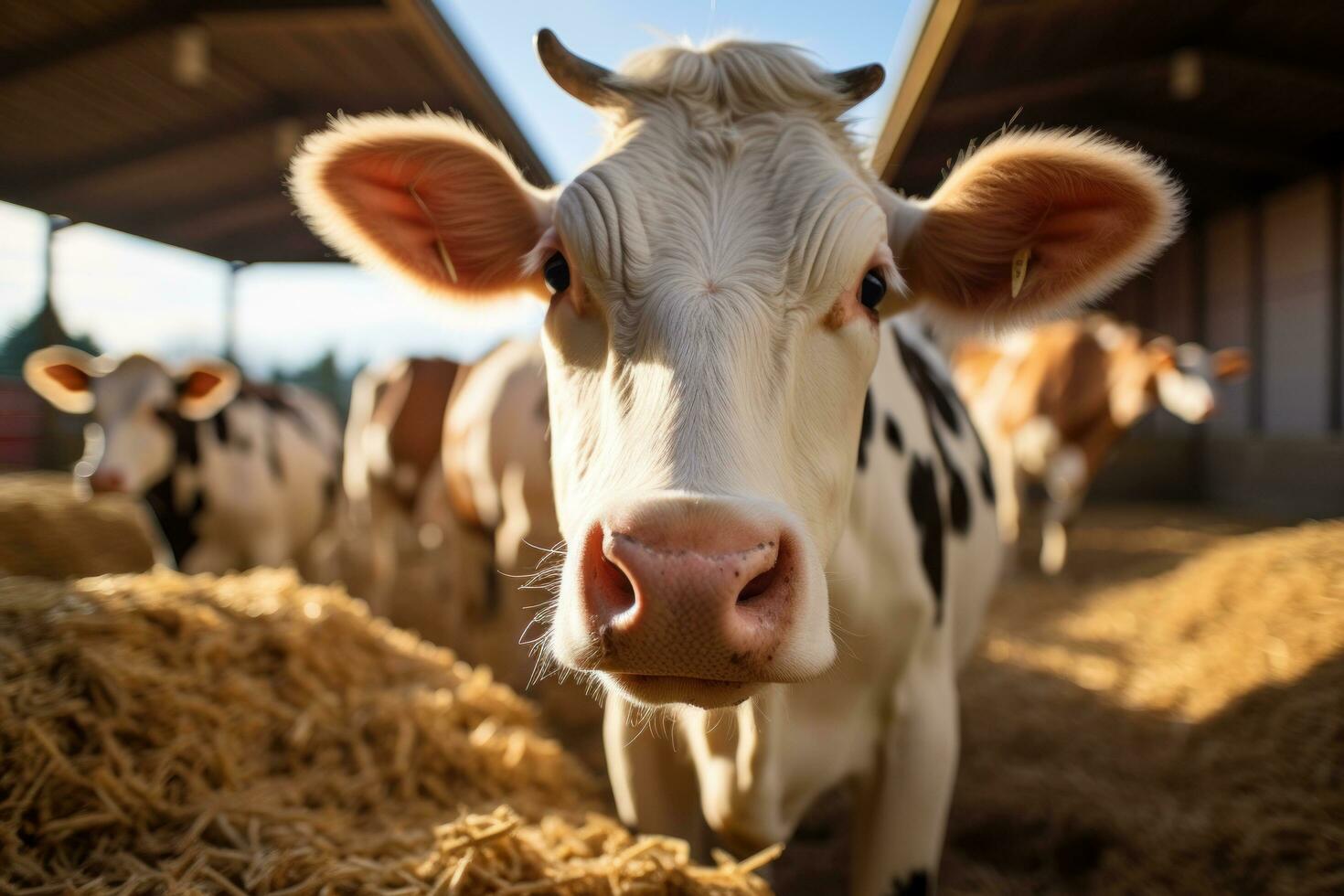 cows inside modern dairy farm photo