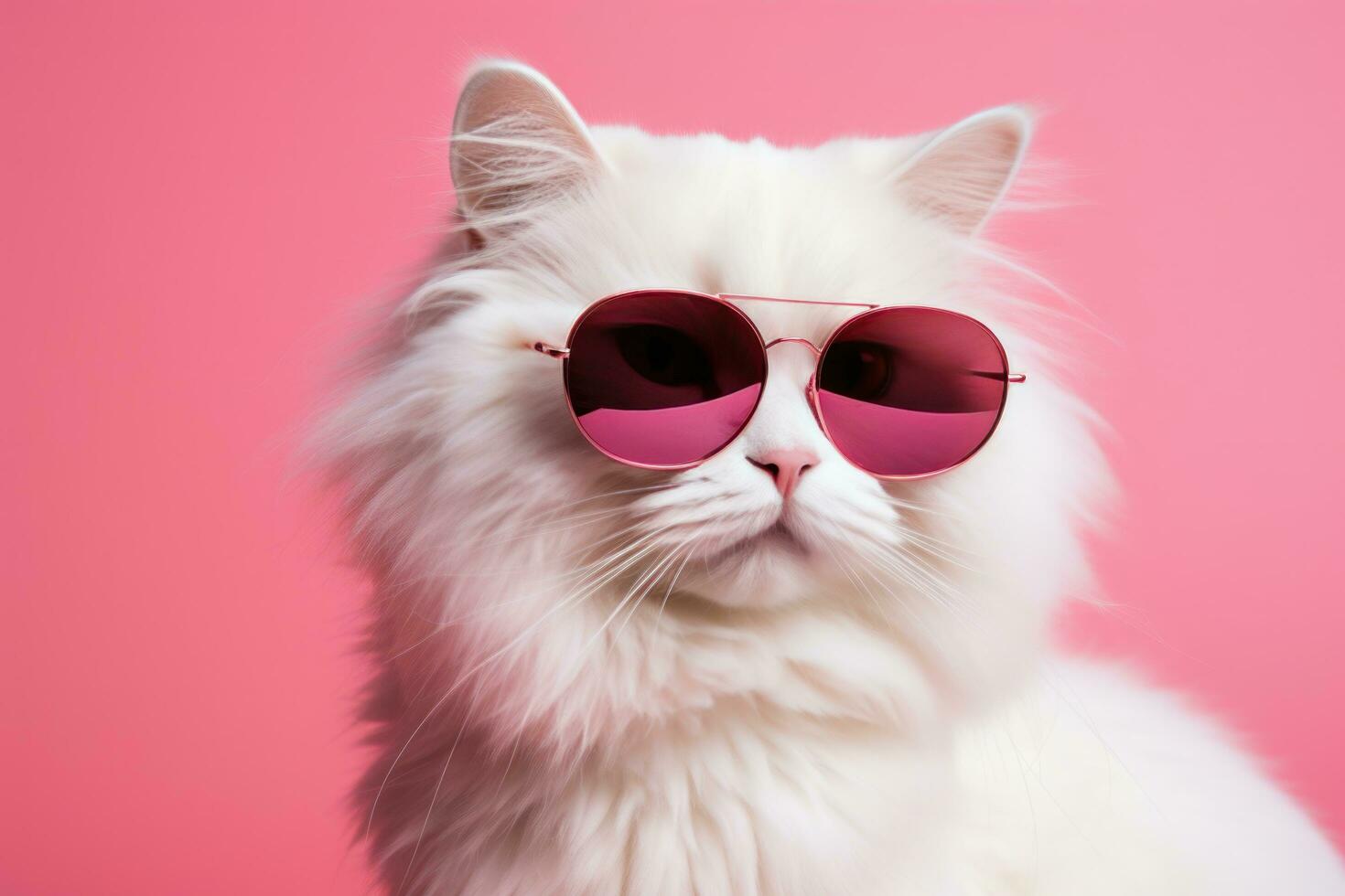 Cool cat in sunglasses on vivid background photo