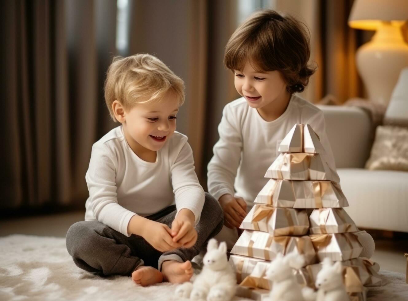 Cute children playing together photo