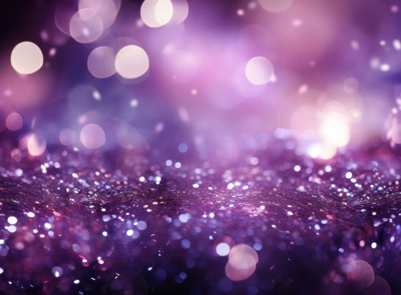 Purple and silver glitter bokeh background with light diffraction photo