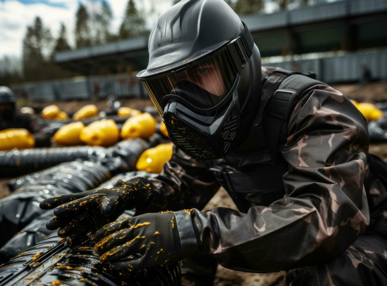 People playing paintball photo