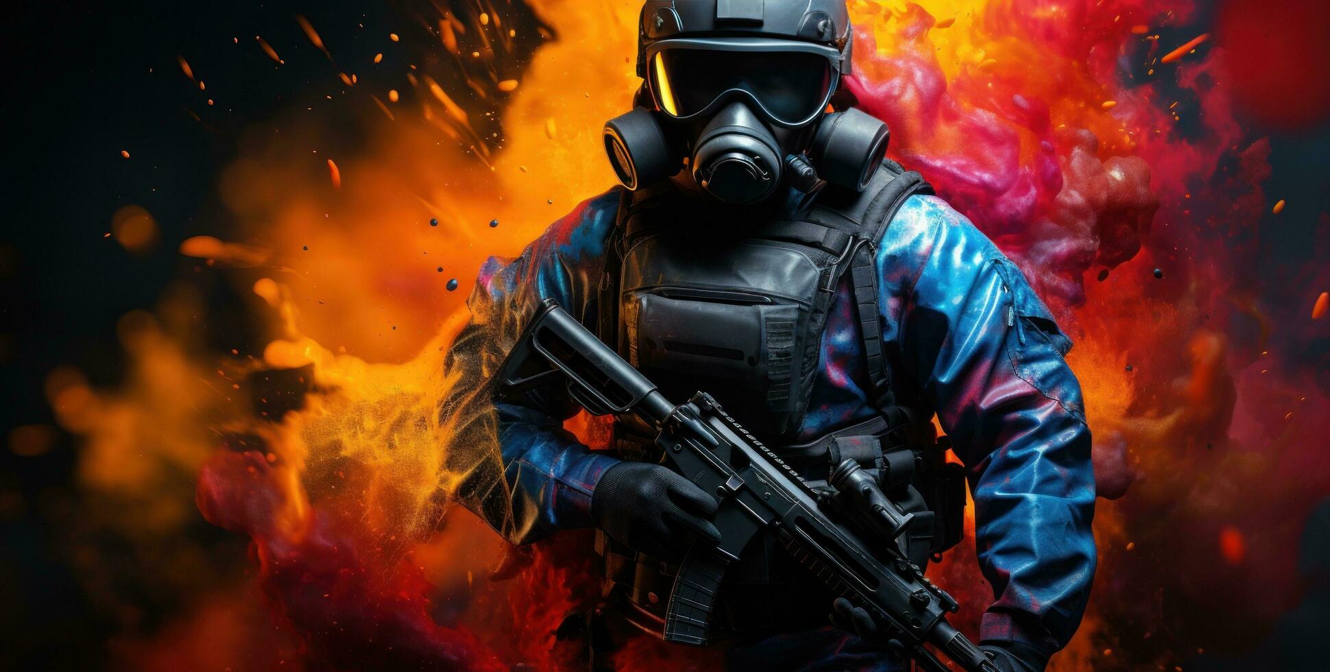 People playing paintball photo