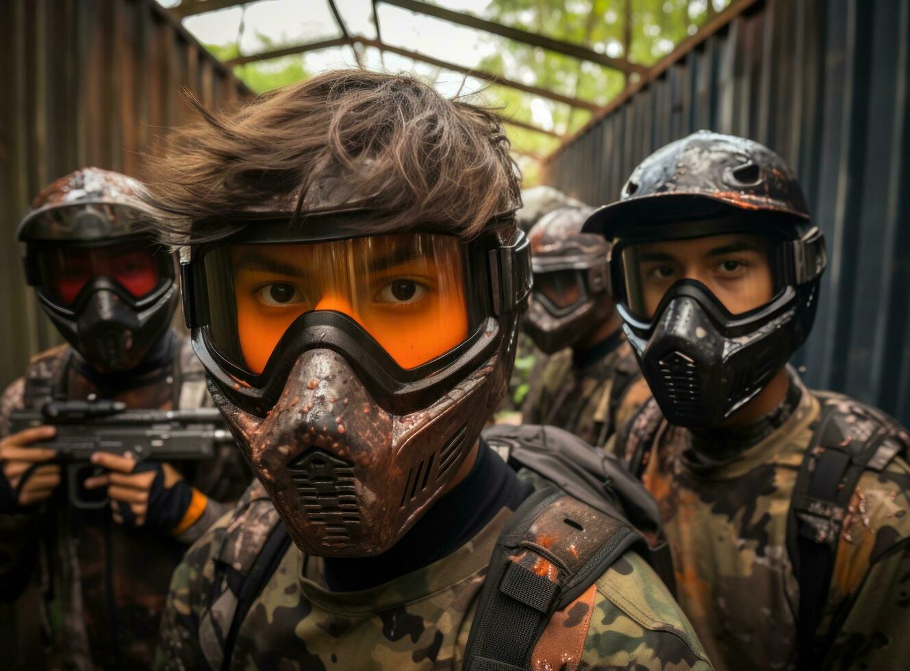 People playing paintball photo