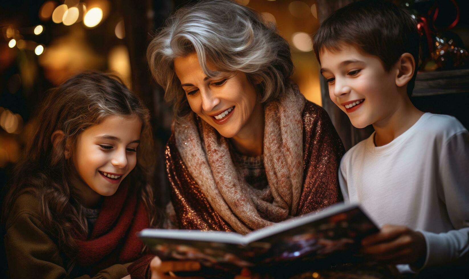 mujer comprando Navidad regalo foto