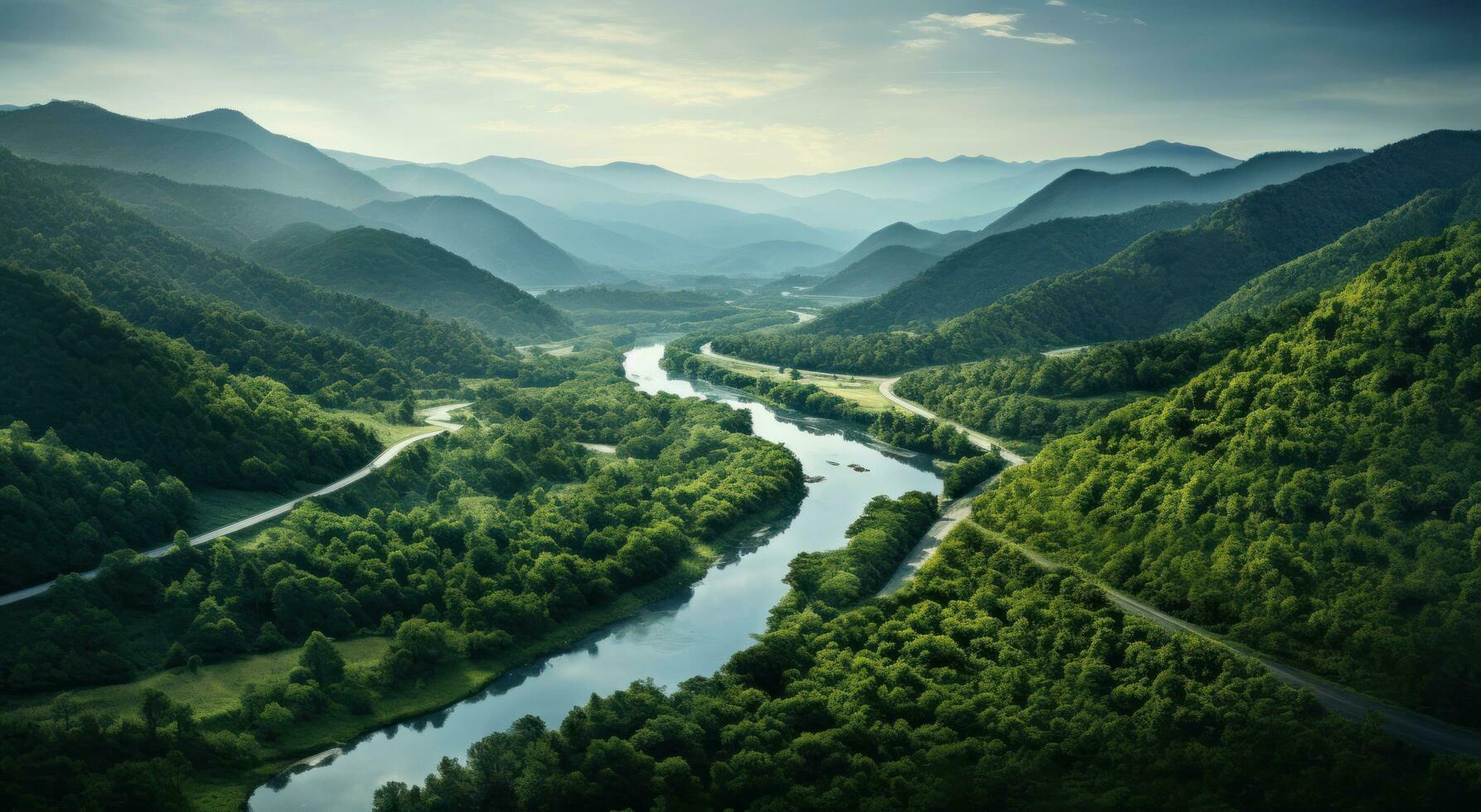 Aerial view of a mountain road photo