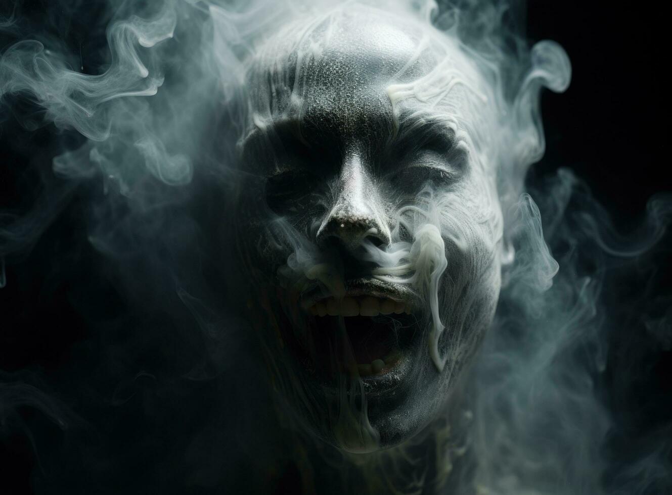 Scary zombie on dark background photo