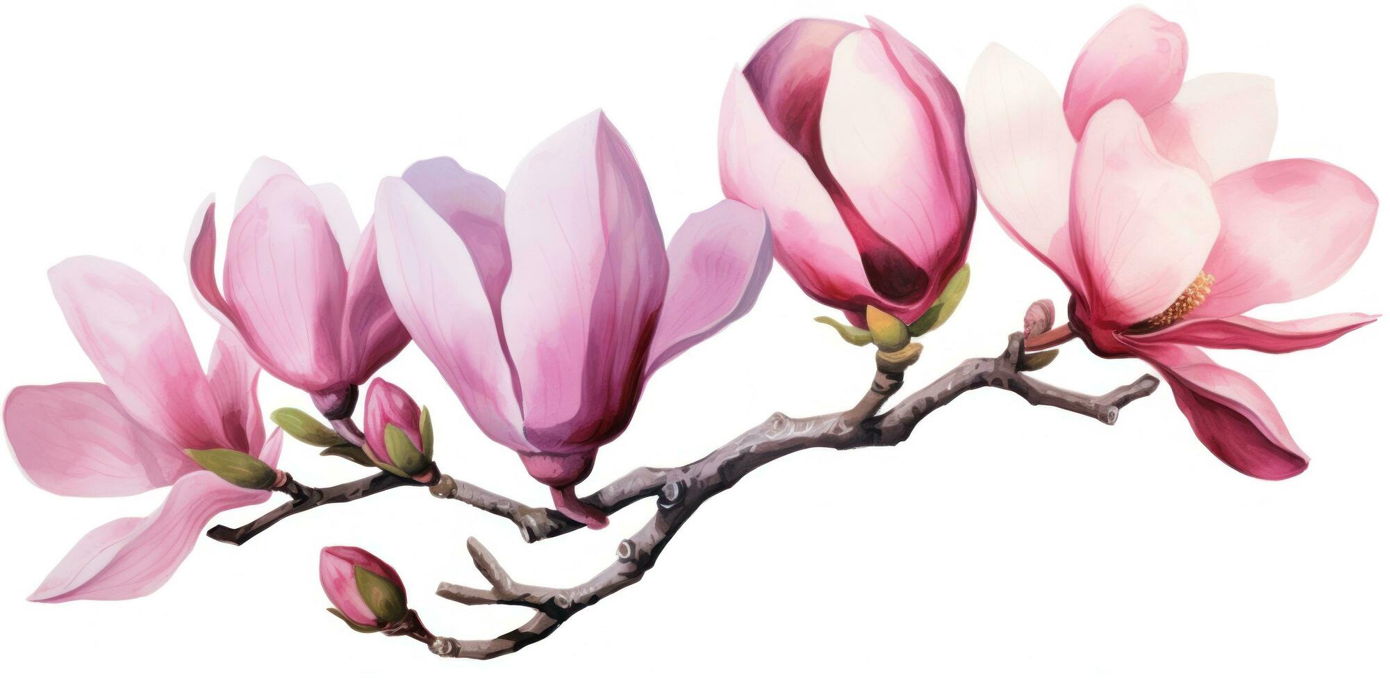 Pink magnolia flower isolated photo