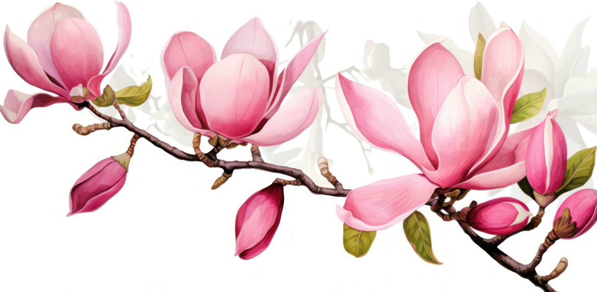 Pink magnolia flower isolated photo