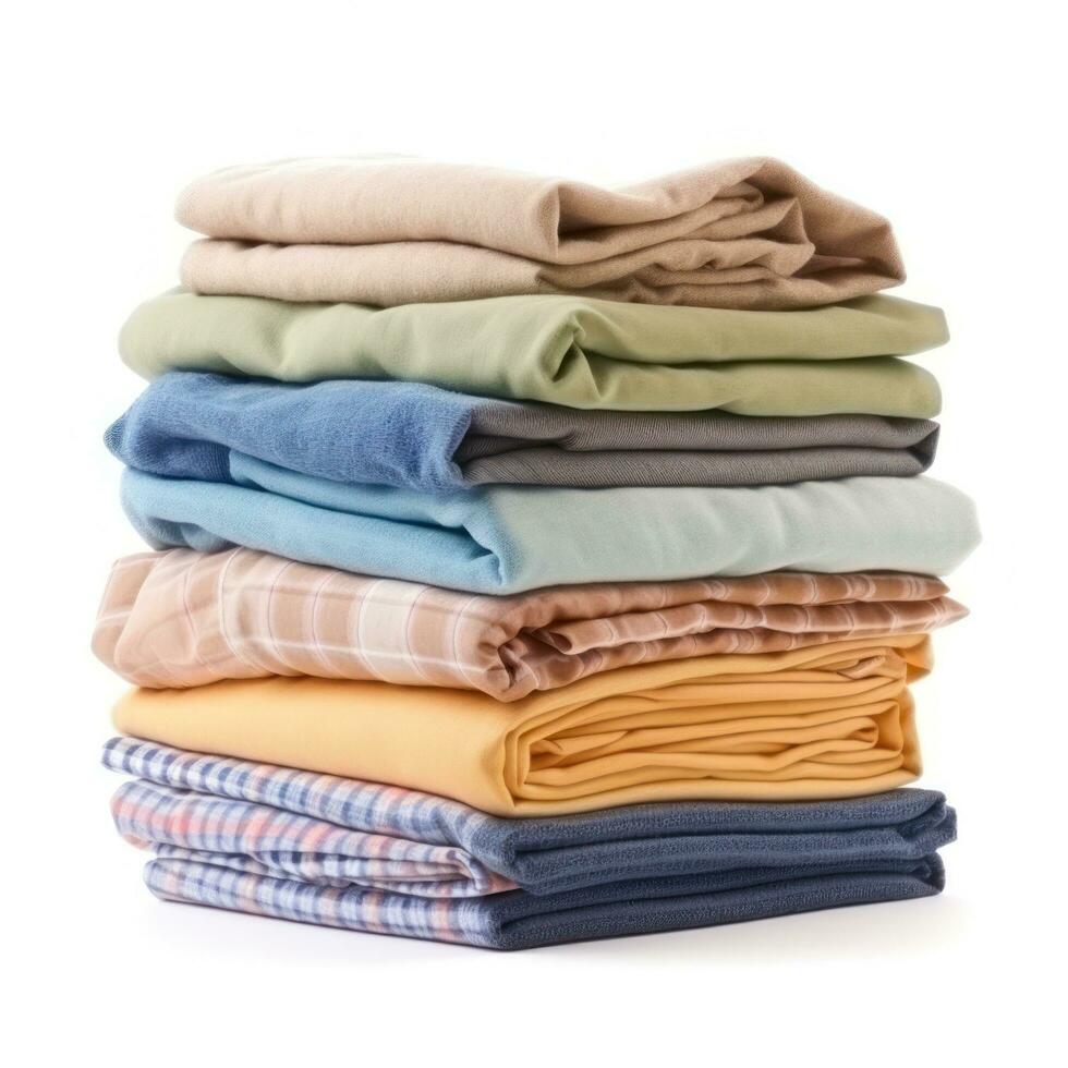 Stack of clean clothes isolated photo