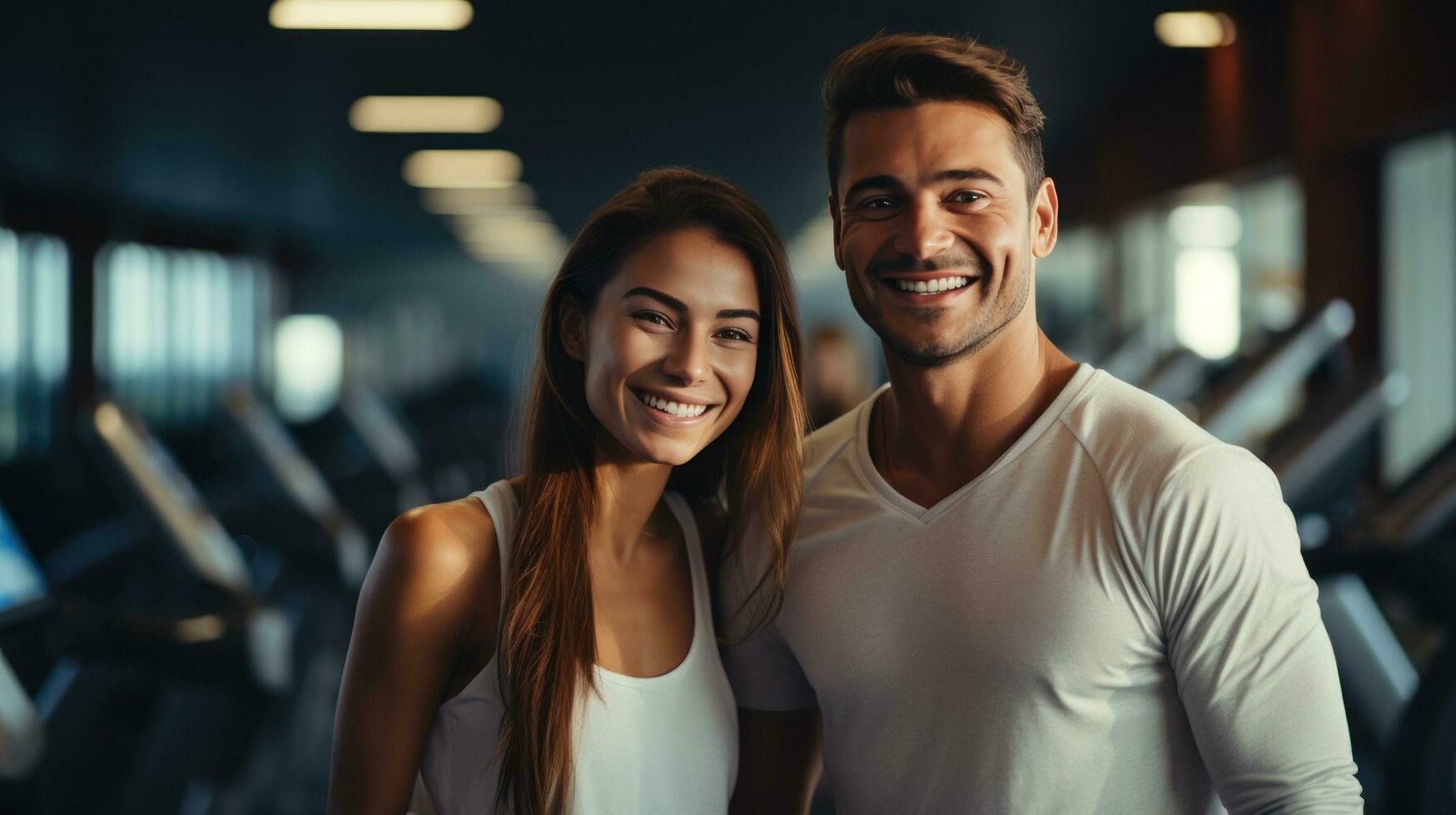 Young couple in sport gym photo