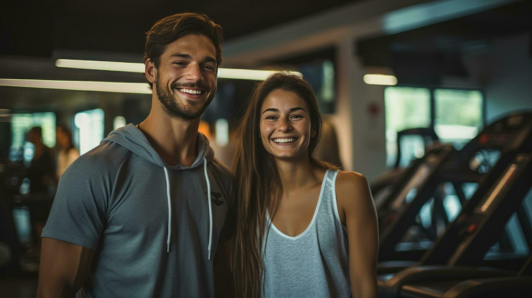 joven Pareja en deporte gimnasio foto