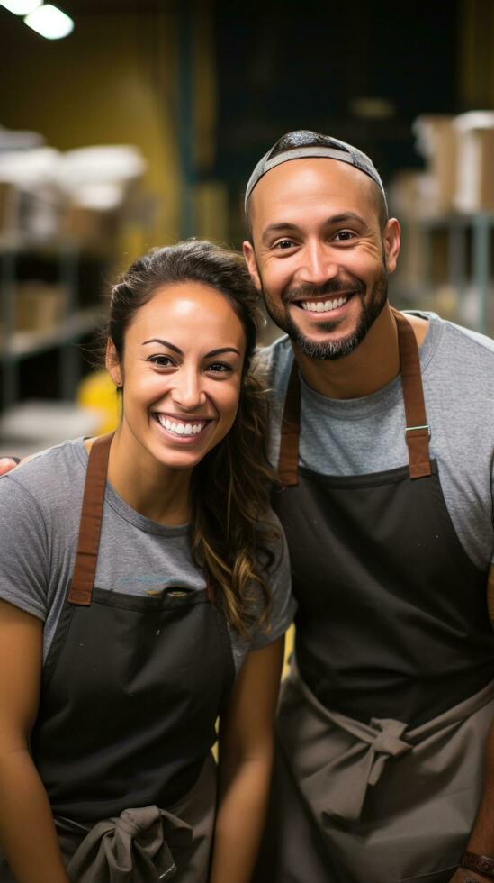 Group of people volunteering at a shelter photo