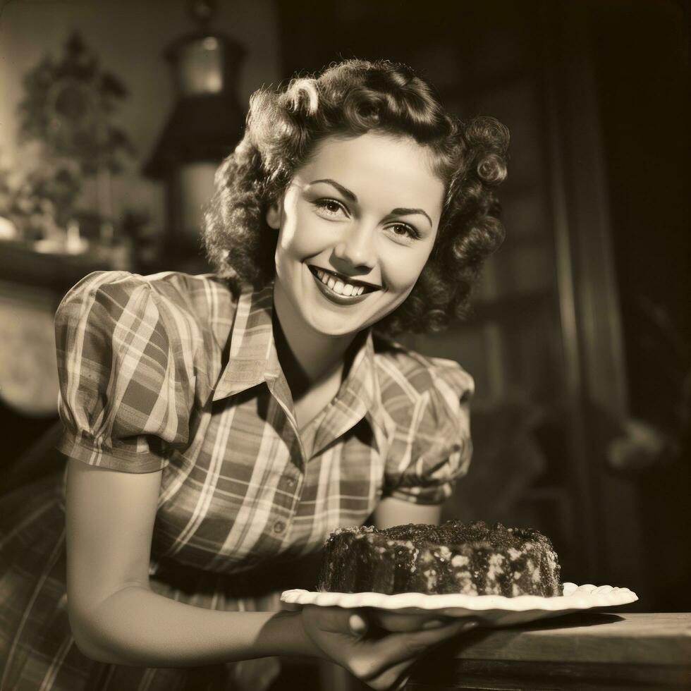 Woman serving a slice of pie photo