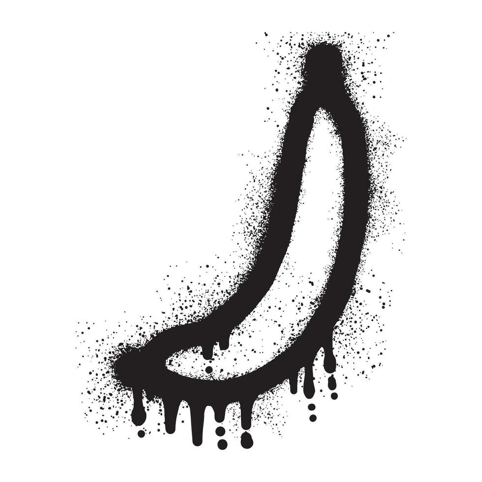 Banana graffiti with black spray paint vector