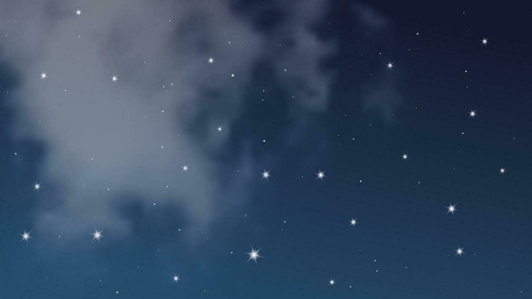 cielo nocturno con nubes y muchas estrellas. fondo de naturaleza abstracta con polvo de estrellas en el universo profundo. ilustración vectorial vector