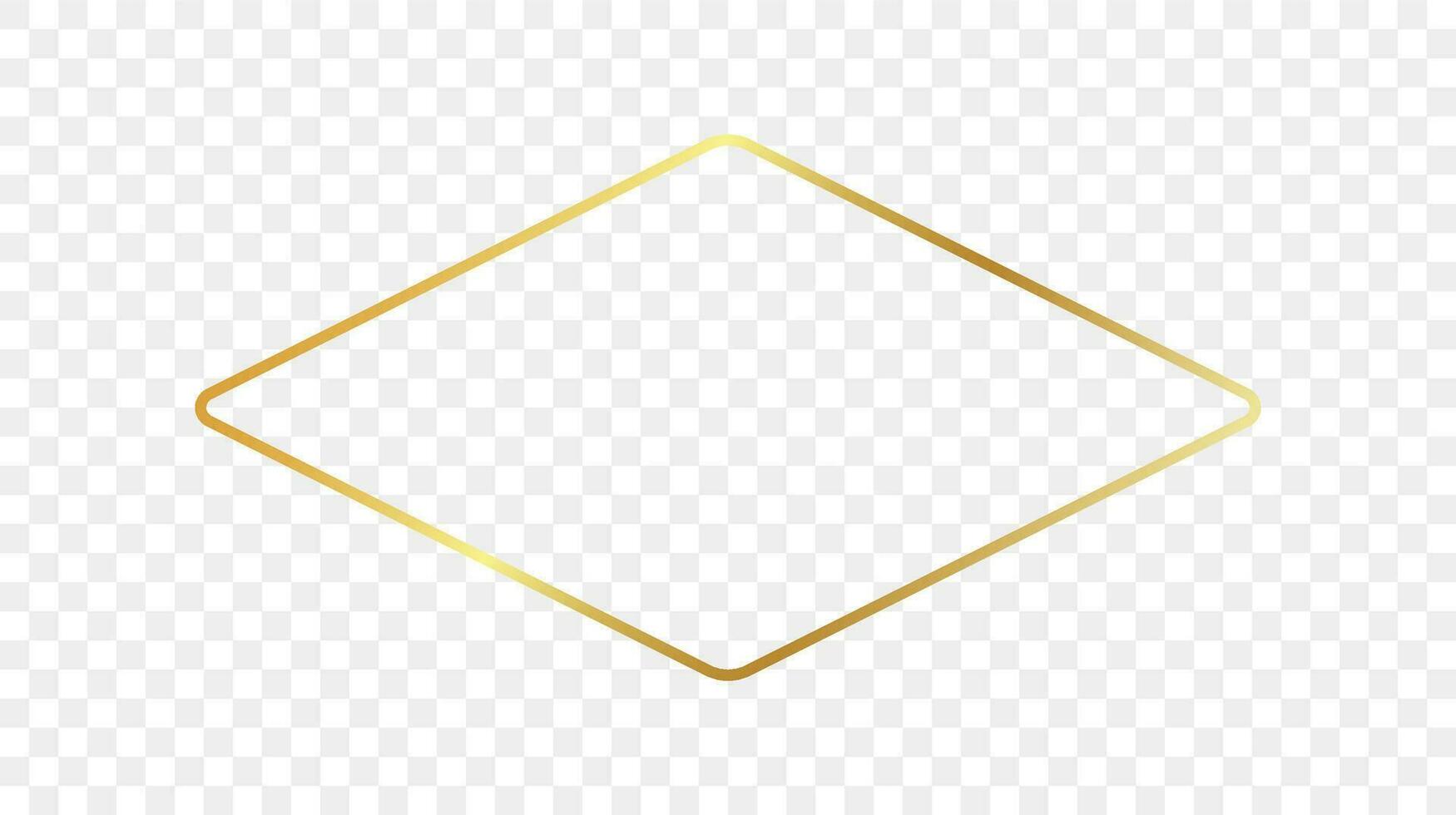 Gold glowing rounded rhombus shape frame vector