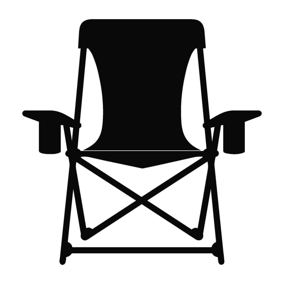 Camping chair Vector silhouette, Black Silhouette of Camping chair clipart