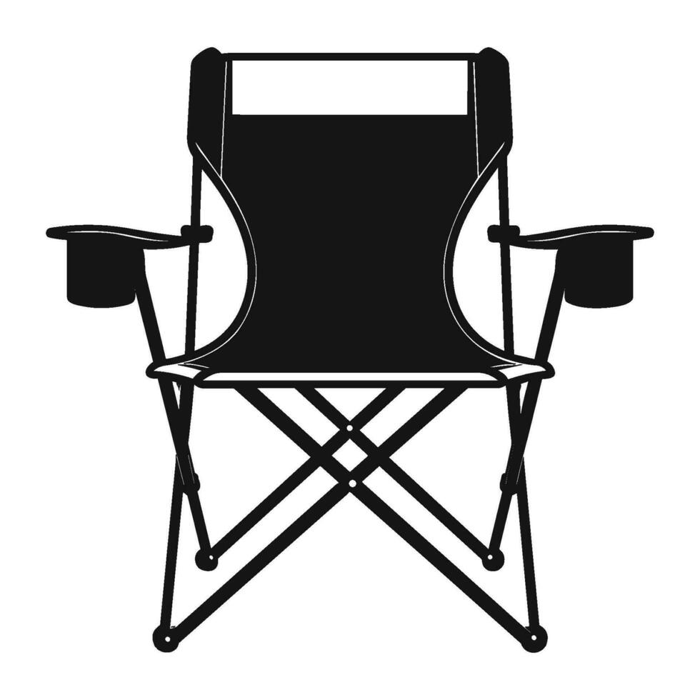 Camping chair Vector silhouette, Black Silhouette of Camping chair clipart