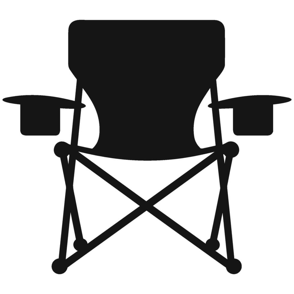 Camping chair Vector silhouette, Black Silhouette of Camping chair clipart