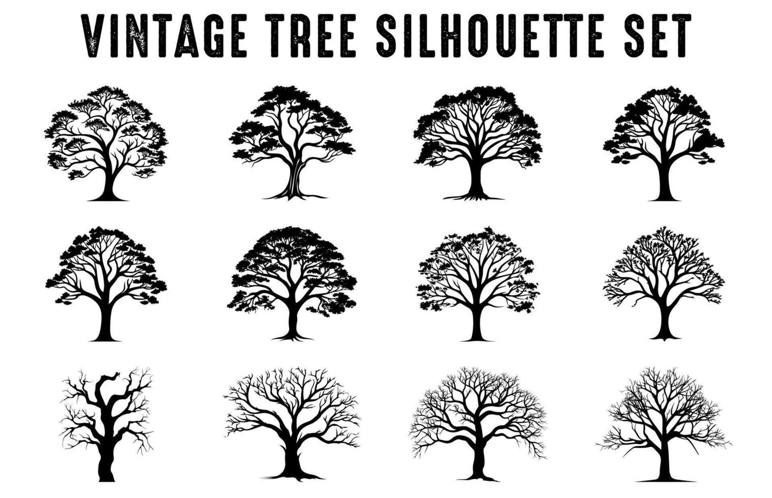 Vintage forest pine trees silhouette vector, Set of Pine tree silhouette forest, pine trees bundle vector