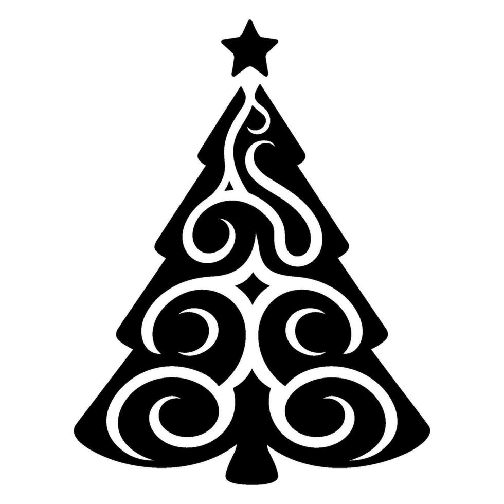 Navidad árbol vector silueta clipart, Clásico árbol silueta vector ilustración