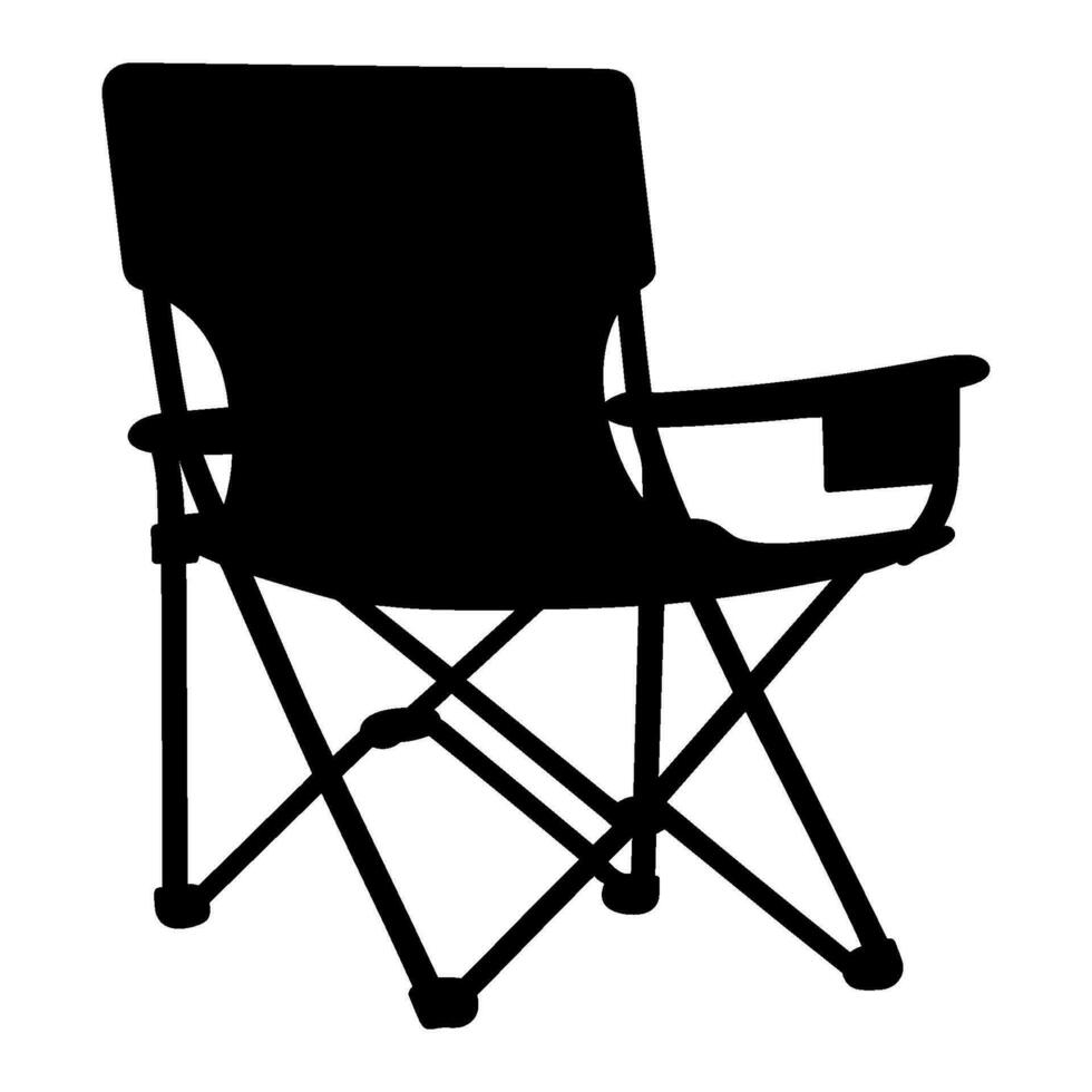 Camping chair Vector silhouette, Black Silhouette of Camping chair clipart