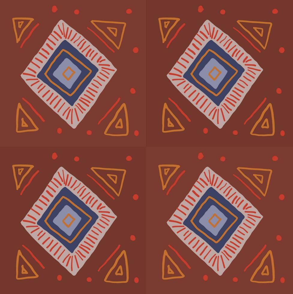 patchwork pattern on red background vector