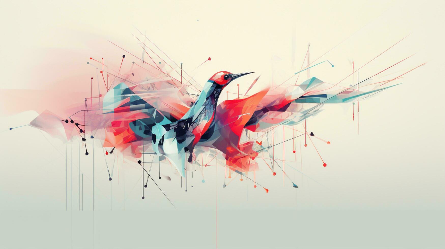 geometric bird art design on white background photo